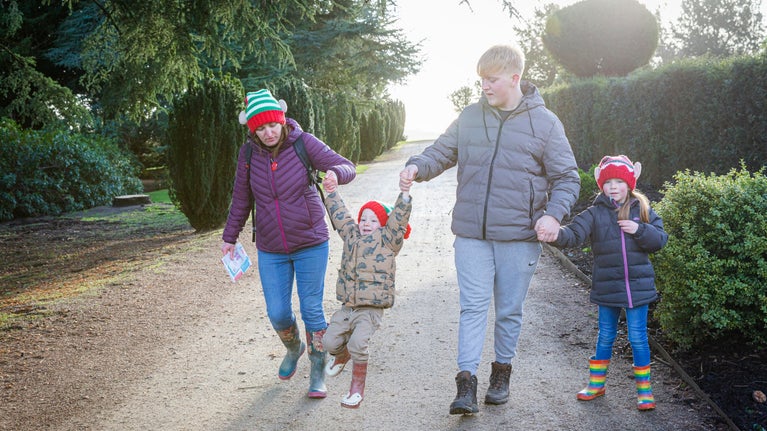A festive family enjoy a winter visit to Wentworth Castle Gardens